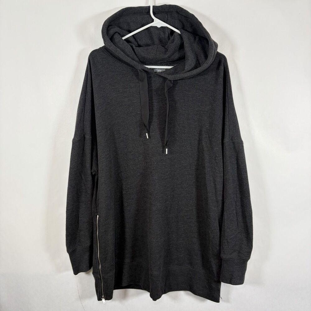 Aerie Oversized Hoodie Sweatshirt Womens XL Gray Zip Sides Cozy Fleece Pullover